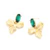 3.6 * 2.9cm Alloy Petal Pendant Green Glass Earring For Women,green,3.6 * 2.9cm view 2