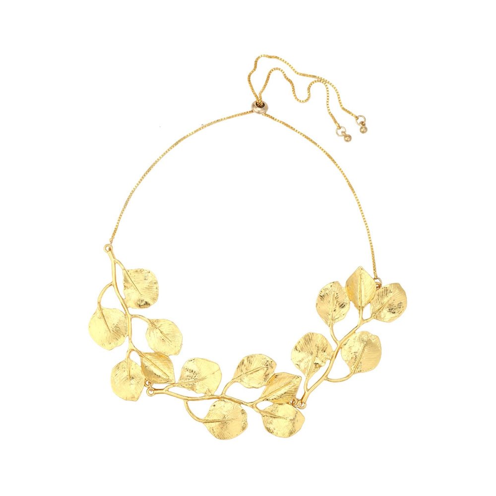 ZYIBPMSJKQCFK Bohemian Alloy Leaf Retro Necklace For Women,golden,58cm
