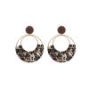8.5 * 6.6cm Circular Leopard Print Handmade Woven Pendant Vintage Earrings,Brown,8.5 * 6.6cm view 1
