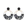 8.5 * 6.6cm Circular Leopard Print Handmade Woven Pendant Vintage Earrings,Brown,8.5 * 6.6cm view 2