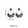 8.5 * 6.6cm Circular Leopard Print Handmade Woven Pendant Vintage Earrings,Brown,8.5 * 6.6cm view 3