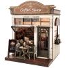 Joibabe 3D Wooden Coffee Shop Book Nook Kit - DIY Miniature Model with LED Lights, 143 Precision-Cut Pieces for Adults & Teens (1:24 Scale, Stress Relief Craft Gift) view 1