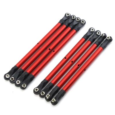 Compatible with AXIAL for SCX10 90046 for TRX4 1/10 RC Crawler Car Accessories 8 PCS Aluminum Alloy 313mm Wheelbase RC Link Rod Linkage Set RC Accessory(Red)
