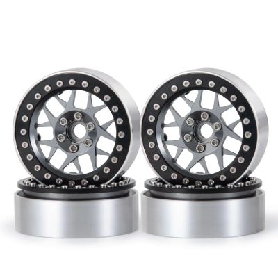 For Axial For SCX10 For TRX-4 D90 CC01 TF2 1/10 Alloy Metal 1.9" Beadlock Wheel Rims RC Crawler Car Accessories RC Car Tires Rims(Titanium)