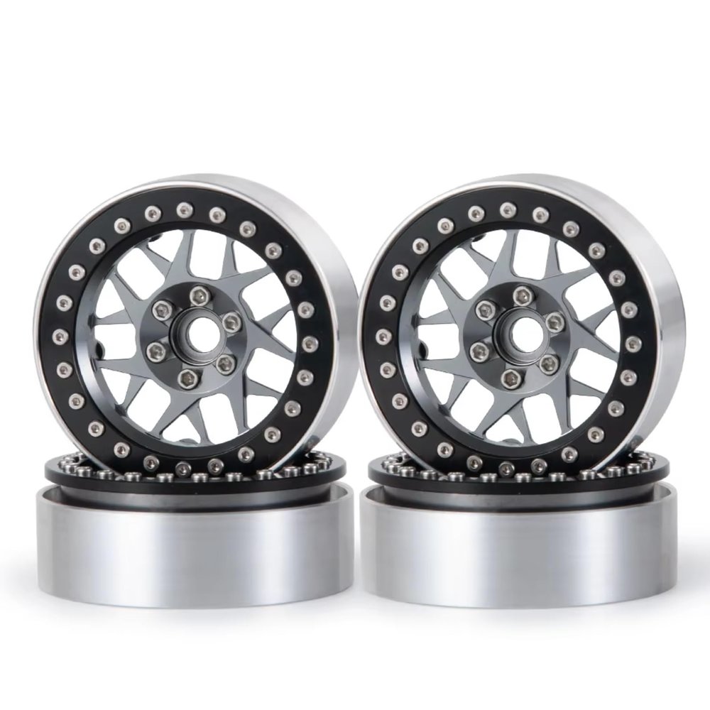 For Axial For SCX10 For TRX-4 D90 CC01 TF2 1/10 Alloy Metal 1.9" Beadlock Wheel Rims RC Crawler Car Accessories RC Car Tires Rims(Titanium)