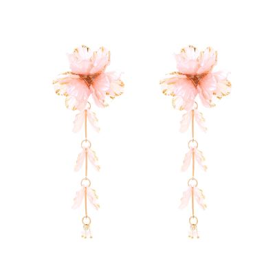 11.2 * 3.9cm Bohemian Flower Tassel Hand Woven Pearl Earrings For Women,pink,11.2 * 3.9cm