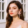 11.2 * 3.9cm Bohemian Flower Tassel Hand Woven Pearl Earrings For Women,pink,11.2 * 3.9cm view 3