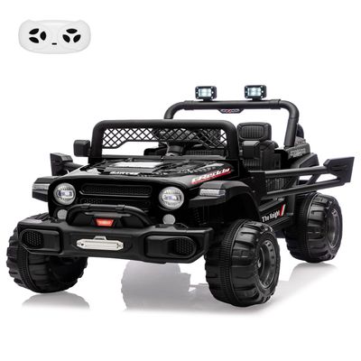 12V Kids Ride On Truck with Parent Remote Control, Off-Road Electric Car w/Dual Motors, LED Lights & Music, 3-Speed, Spring Suspension, Safety Belt | Gift for Boys Girls Ages 37M+