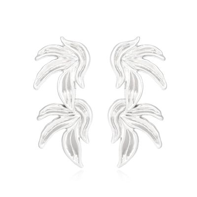 7 * 3.2cm Vintage Alloy Leaf Bohemian Earrings For Women,silvery,7 * 3.2cm