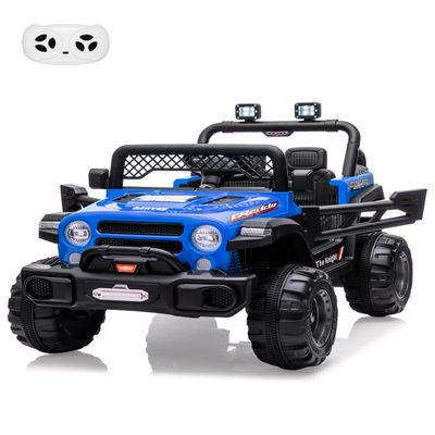 12V Kids Ride On Truck with Parent Remote Control, Off-Road Electric Car w/Dual Motors, LED Lights & Music, 3-Speed, Spring Suspension, Safety Belt | Gift for Boys Girls Ages 37M+