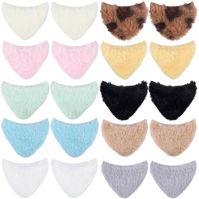 SUNNYCLUE 50Pcs 10 Colors Plush Cat Ears Hair Clips Fuzzy Cat Ears Bulk Soft Cute Cartoon Cosplay Hair Embellishment Accessories for DIY Hairclips Party Crafts Sewing Ornament Decoration