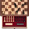 A&A 15 inch Walnut Wooden Chess Sets with Storage Drawer view 1
