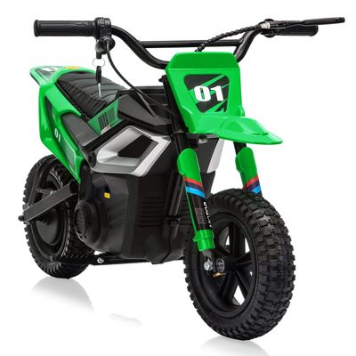 24V Electric-Dirt-Bike for Teens, 12" Fat Tire Electric Motorcycle with Hydraulic Brakes & Spring Suspension, 130lbs Max Load, 350W Brushless Motor, Mountain Off-Road Motorcycle for Boys Girls