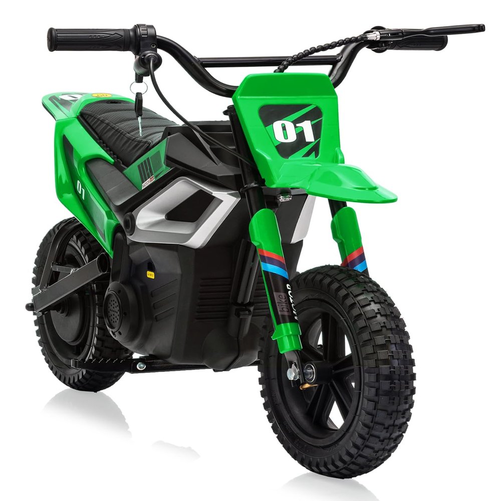 24V Electric-Dirt-Bike for Teens, 12" Fat Tire Electric Motorcycle with Hydraulic Brakes & Spring Suspension, 130lbs Max Load, 350W Brushless Motor, Mountain Off-Road Motorcycle for Boys Girls