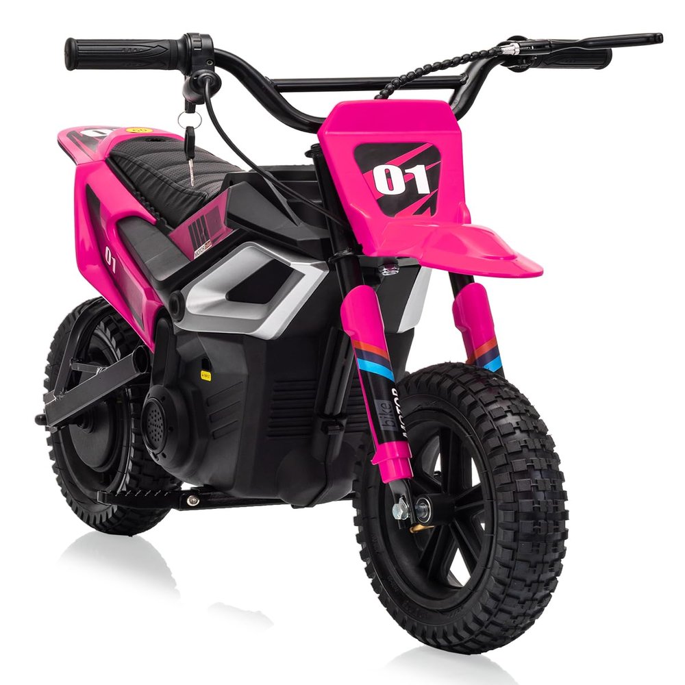 24V Electric-Dirt-Bike for Teens, 12" Fat Tire Electric Motorcycle with Hydraulic Brakes & Spring Suspension, 130lbs Max Load, 350W Brushless Motor, Mountain Off-Road Motorcycle for Boys Girls
