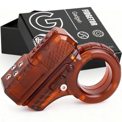 3D Fidget Slider Finger Ring Clicker EDC Toy Fingertip Textured Spinner Flip, Plastic Hand Roller Fidget Top Focus Sensory Stress Relief Toy, Gift for Stocking Stuffer Birthday, Brown
