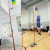 Adjustable Height Vertical Jump Tester, School Gym Vertical Jump Trainer Training Equipment, Metal Jump Measurement Tool with Colorful Vane view 2