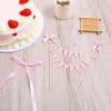 11PCS Happy Birthday Cakes Bunting Topper with Wood Pole, Cakes Topper Garland, Bow Ribbon Cake Toppers, Personalized Birthday Banner Cake Toppers Set for Birthdays, Bridal Party Decoration view 3