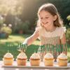 12 PCS Happy Birthday Cupcake Toppers Green Glitter Cupcake Picks 6 Styles for Kids Adult Birthday Party Celebration Decorations Supplies view 3
