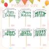 12 PCS Happy Birthday Cupcake Toppers Green Glitter Cupcake Picks 6 Styles for Kids Adult Birthday Party Celebration Decorations Supplies view 4