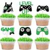 12 PCS Video Game Controllers Cupcake Toppers Glitter Black Green Cake Picks for Baby Shower Game Theme Birthday Party Cupcake Decorations Supplies view 1