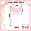 12 PCS Pink Bow Happy Birthday Cupcake Topper Pink Glitter Bow Cupcake Picks for Baby Shower Girls Women's Birthday Party Decoration Supplies view 4