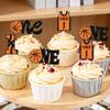 12 PCS Basketball One Cupcake Toppers Glitter Basketball Cake Picks for Baby Shower Sports Theme Birthday Party Cupcake Decorations Supplies view 2