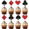 12 PCS Casino Poker Cupcake Toppers Glitter Poker Game Cupcake Picks for Las Vegas Theme Birthday Party Celebration Decorations Supplies view 1