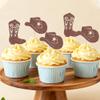 12 PCS Cowboy Cupcake Toppers Brown Glitter Cowboy Hats Boots for Western Cowboy Theme Party Baby Shower Birthday Party Decorations Supplies view 2