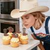 12 PCS Cowboy Cupcake Toppers Brown Glitter Cowboy Hats Boots for Western Cowboy Theme Party Baby Shower Birthday Party Decorations Supplies view 3