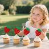 12 Pieces Strawberry Cupcake Topper Glitter Paper Cupcake Decorations for Birthday Party Berry Themed Party Celebration Decoration Supplies view 2