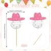 12 PCS Disco Ball Cowgirl Hat Cupcake Toppers Pink Glitter Cowgirl Cupcake Picks for Music Disco Themed Women's Birthday Party Decorations Supplies view 4