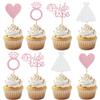 12 PCS Rose Gold Glitter Bride to Be Cupcake Toppers with Wedding Dress, Ring, Love Cupcake Picks for Bridal Shower Wedding Engagement Party Celebration Decoration Supplies view 1