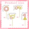 12 PCS Sweet One Donut Cupcake Topper Glitter Pink Gold Double Layer Donuts Cupcake Picks for Dessert Theme Baby Shower Kids 1st Birthday Party Decorations Supplies view 4
