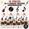 12 PCS Music Notes Cupcake Toppers Glitter Guitar Rock Cupcake Decoration for Music Theme Party Kids Birthday Party Decorations Supplies view 4