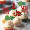 12-Piece Glittery Watermelon "One" Cupcake Toppers - Fruit Theme Cake Picks for 1st Birthday & Summer Party Desserts view 2