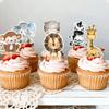 12 PCS Jungle Animals Cupcake Toppers Lion Monkey Zebra Hippo Giraffe Elephant Cupcake Picks for Zoo Animals Theme Baby Shower Kids Birthday Party Cupcake Decorations Supplies view 2