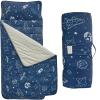 DuShow Toddler Nap Mat with Removable Pillow and Minky Fleece Blanket,Extra Large Rolled Napping Mat,Slumber Bags for Boys,Kids Sleeping Mat for Daycare,Preschool Kindergarten,Navy Blue,Space view 1