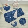 DuShow Toddler Nap Mat with Removable Pillow and Minky Fleece Blanket,Extra Large Rolled Napping Mat,Slumber Bags for Boys,Kids Sleeping Mat for Daycare,Preschool Kindergarten,Navy Blue,Space view 3