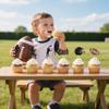 12 PCS Rugby Ball Cupcake Topper Glitter Rugby Ball Players Cupcake Picks for Sports Theme Kids Birthday Party Celebration Decorations Supplies view 3