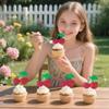 12 PCS Cherry Cupcake Toppers Red Glitter Cherry Cupcake Decoration for Fruit Theme Party Kids Birthday Parties Decorations Supplies view 2