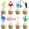 16 PCS Fishing Cupcake Topper Fisherman Theme Cupcake Picks for Birthday Party Decoration Fishermen Go Fishing Theme Party Decorations Supplies view 1