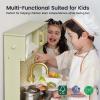 Tiny Land Play Kitchen for Kids, Wooden Farmhouse Kitchen Playset Chef Pretend Play Set for Toddlers w/Real Lights & Sounds, Toys Kitchen with 18 Pcs Toy Food & Cookware Accessories, Sage Green view 3