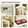 Tiny Land Play Kitchen for Kids, Wooden Farmhouse Kitchen Playset Chef Pretend Play Set for Toddlers w/Real Lights & Sounds, Toys Kitchen with 18 Pcs Toy Food & Cookware Accessories, Sage Green view 4