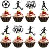 12 PCS Soccer Ball Cupcake Toppers Glitter Women Girl Football Cupcake Picks for Sports Themed Party Kids Birthday Parties Decorations Supplies view 1