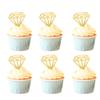 10 PCS Diamond Cupcake Toppers Gold Acrylic Diamond Shape Cupcake Decoration for Celebrations Wedding Engagement Anniversary Party Cupcake Decoration Supplies view 1