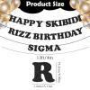 Happy Skibidi RIZZ Birthday Sigma Funny Banner, Skibidi Party Banner for Wall, Pre-Strung Funny Birthday Decorations for Teens, Zoomer Gen Z Slang Party Supplies view 2