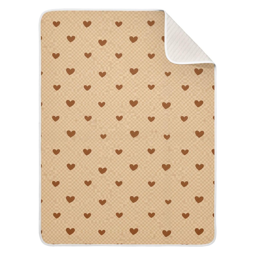 CUPADA Baby Blankets Infant Blanket Brown Hearts on Transparent Toddler Blankets Soft Warm Personalized Nap Blanket for Daycare Stroller Cover