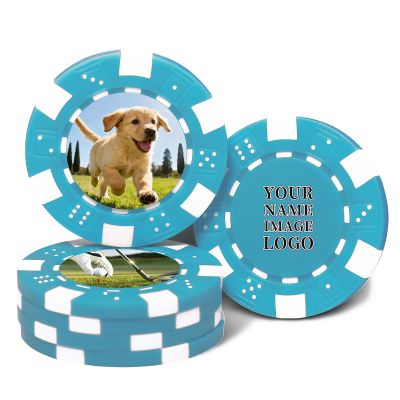 30-100 PCS 12 Grams Personalized Clay Casino Chips with Logo Custom Clay Poker Chips for Halloween,Wedding Gift 40MM Customized Metal Poker Chips Custom Golf Ball Makers Chips(B) (Light Blue)
