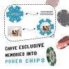30-100 PCS 12 Grams Personalized Clay Casino Chips with Logo Custom Clay Poker Chips for Halloween,Wedding Gift 40MM Customized Metal Poker Chips Custom Golf Ball Makers Chips(B) (Light Blue) view 2